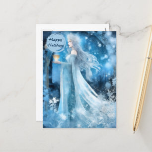 Sneeuwkoningin Fantasy Art - Mystieke Winter Godin Feestdagenkaart