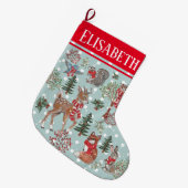 Sneeuwlanddieren met kersttang grote kerstsok (Voorkant (Hangend))