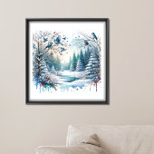 Sneeuwlandschap in het winterbos poster