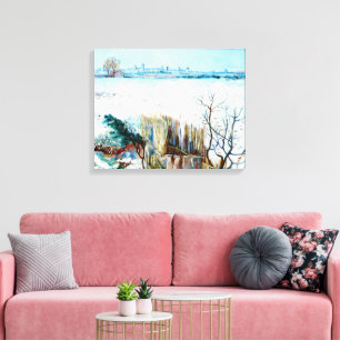 Sneeuwlandschap met Arles door Vincent van Gogh Canvas Afdruk