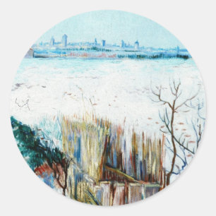 Sneeuwlandschap met Arles door Vincent van Gogh Ronde Sticker