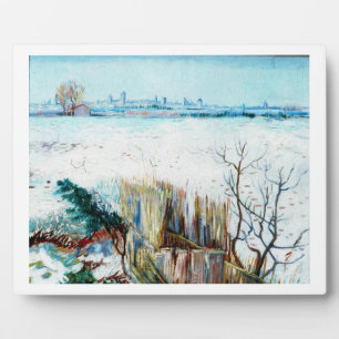 Sneeuwlandschap met Arles op de achtergrond Fotoplaat