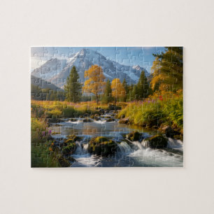 Sneeuwlandschap met bergstroom Puzzel