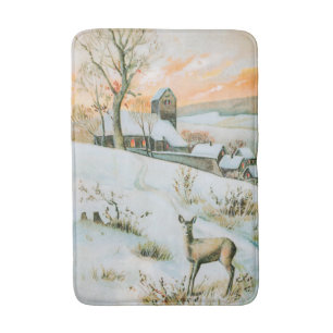 sneeuwlandschap met herten badmat