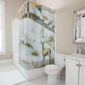 sneeuwlandschap met herten douchegordijn (In situ)