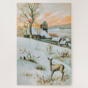 sneeuwlandschap met herten legpuzzel