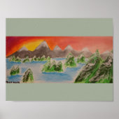 Sneeuwlandschap poster van acrylverf (Voorkant)