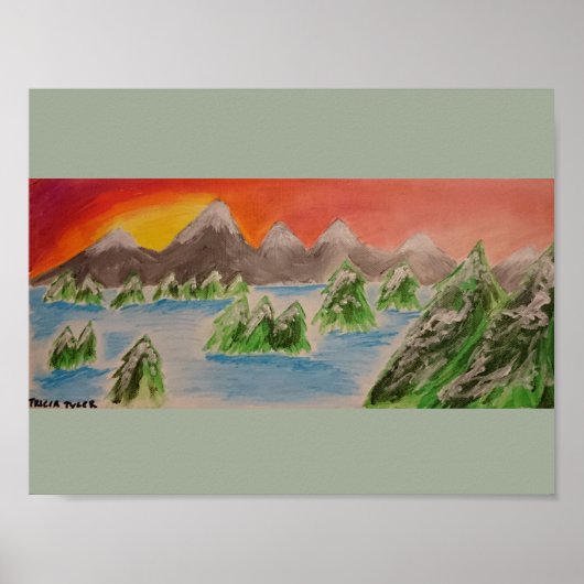 Sneeuwlandschap poster van acrylverf (Voorkant)