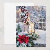 Sneeuwlantaren budget mini Kerstmis Feestdagenkaart (Voorkant / Achterkant)