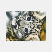 Sneeuwleopard Baby Waterverf Art Fleece Blanket (Voorkant (Horizontaal))