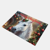 Sneeuwlicht: de betoverde kerst-eenhoorn deurmat (Schuin)