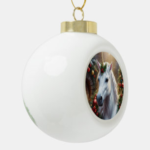 Sneeuwlicht: de betoverde kerst-eenhoorn keramische bal ornament