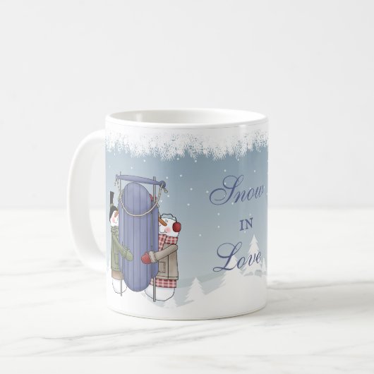 Sneeuwliefde - Snowman Couple die de Mok van de sl (Voorkant links)