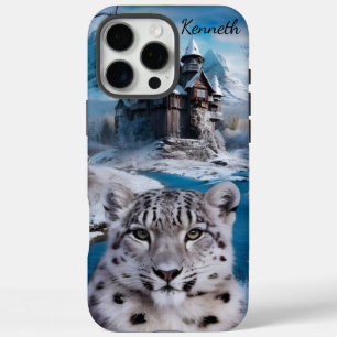 Sneeuwluipaard bij het Frozen Castle iPhone 16 Pro Max Hoesje