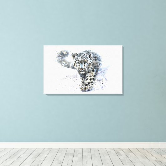 Sneeuwluipaard Canvas Afdruk (Insitu (Houten vloer))