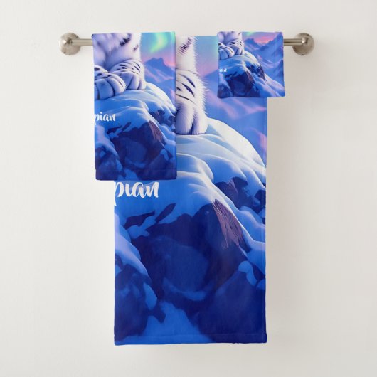 Sneeuwluipaard op Mountain Rock Bad Handdoek (Insitu)