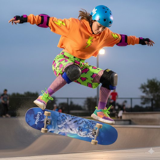 Sneeuwluipaard op Mountain Rock Skateboard