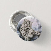 Sneeuwluipaard Ronde Button 3,2 Cm (Voorkant /achterkant)