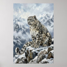 Sneeuwluipaard Totem Muurkunst – Fijne Kunst Wilde