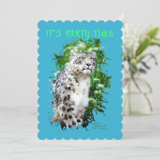 Sneeuwluipaard Uitnodiging (Staand voorkant)