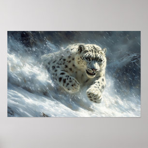 Sneeuwluipaard Wild Dier Natuurlijke Omgeving Poster
