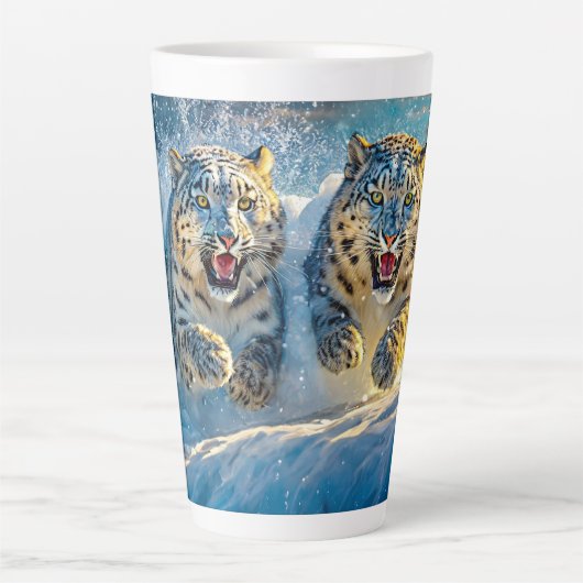 Sneeuwluipaarden Racing Design van Rich AMeN Gill Latte Mok (Voorkant)