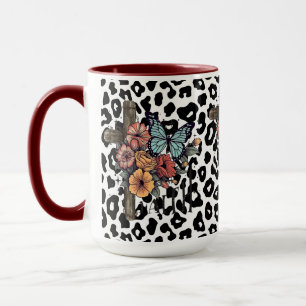 Sneeuwluipaardkruis, Bloemen en Vlinders Mok