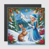 Sneeuwmaagd in winterlandschap met konijn (Voorkant / Achterkant)