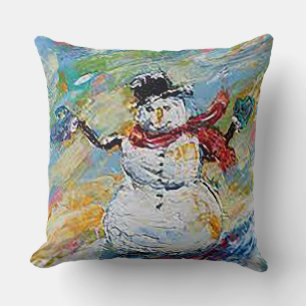 Sneeuwman 51cm x 51cm Kerst Sneeuwman Worp Kussen