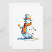 Sneeuwman A - Waterverf Feestdagenkaart (Voorkant / Achterkant)