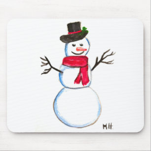 Sneeuwman aquarel geschilderd vintage winter muismat