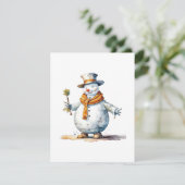 Sneeuwman B - Waterverven Feestdagenkaart (Staand voorkant)