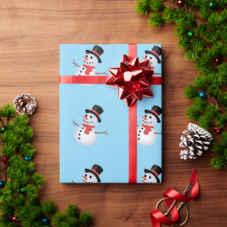 Sneeuwman Baby Blauwe Cadeaupapier