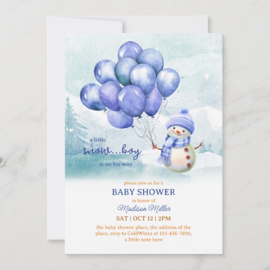 Sneeuwman Baby Boy Baby shower Kaart (Voorkant)