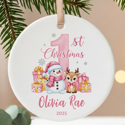 Sneeuwman Baby's 1e Kerstmis Keramisch Ornament
