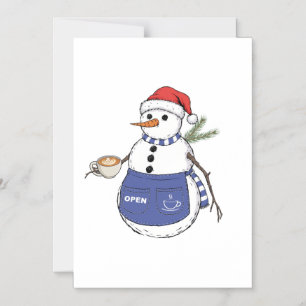 Sneeuwman Barista Kerstmis 2026 Kerstkoffie Magnetische Uitnodiging