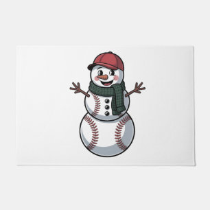 Sneeuwman Baseball Kerstman Baseball Sport Deurmat