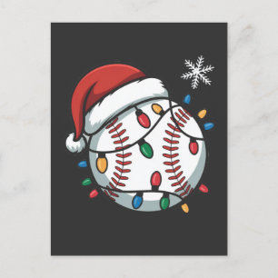 Sneeuwman Baseball Kerstman Baseball Sport Feestdagenkaart