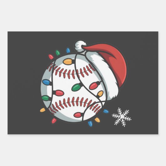 Sneeuwman Baseball Kerstman Baseball Sport Inpakpapier Vel (Voorkant)