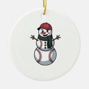Sneeuwman Baseball Kerstman Baseball Sport Keramisch Ornament