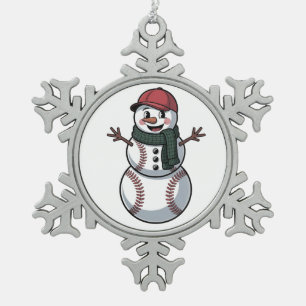 Sneeuwman Baseball Kerstman Baseball Sport Tin Sneeuwvlok Ornament
