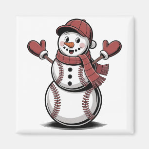 Sneeuwman Baseball Kerstmis Sportliefhebbers Magneet
