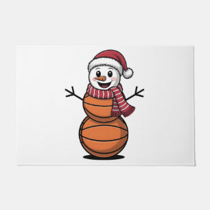 Sneeuwman Basketbal Kerst Sportliefhebbers Deurmat