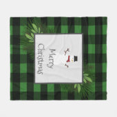 Sneeuwman Black en Green Buffalo Plaid Deken (Voorkant (Horizontaal))