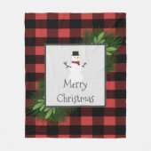 Sneeuwman Black en Red Buffalo Plaid Fleece Deken (Voorkant)