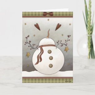 Sneeuwman Blanke Winter Kerstkaart 4 Feestdagen Kaart