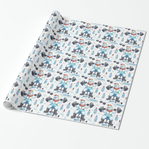 Sneeuwman blijft fit door gewichtheffen cadeaupapier