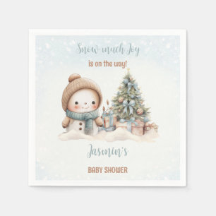  Sneeuwman Blue Christmas Boy Baby shower Servet