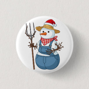 Sneeuwman Boer Kerstmis 2026 Vakantieboerderij Ronde Button 3,2 Cm