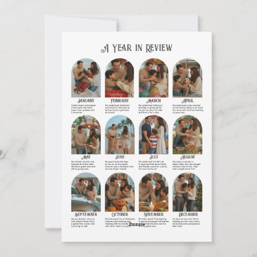 Sneeuwman Boog Jaaroverzicht Plat Vakantiefoto Feestdagenkaart (Achterkant)